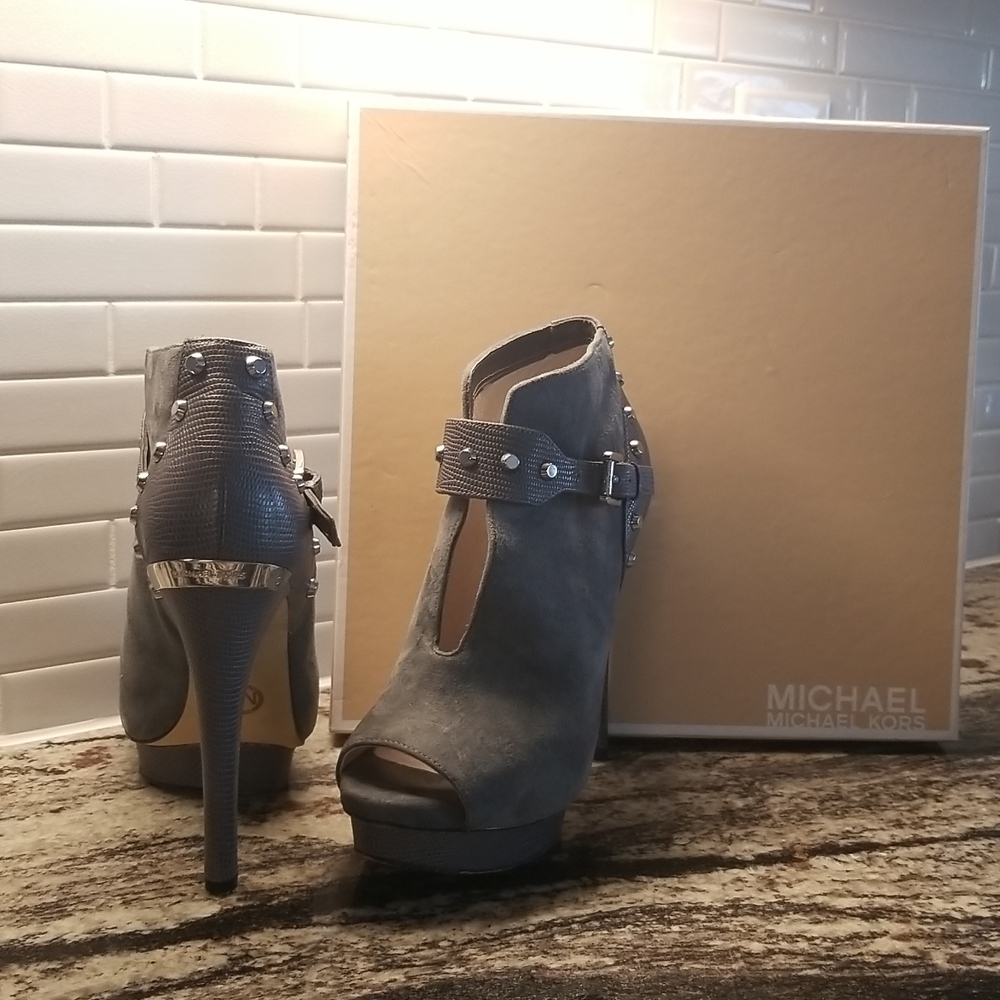 Michael Kors Ailee Open Toe Suede Boots
